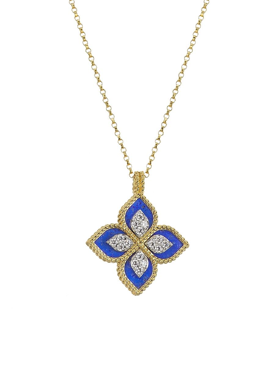 Women's Venetian Princess 18K Yellow Gold, Lapis Lazuli & 0.15 TCW Diamond Pendant Necklace - Gold