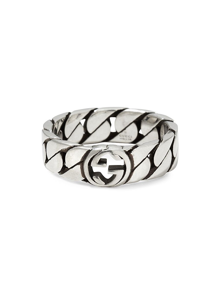 Women's Interlocking-G Sterling Silver Fixed Chain Ring - Silver - Size 9