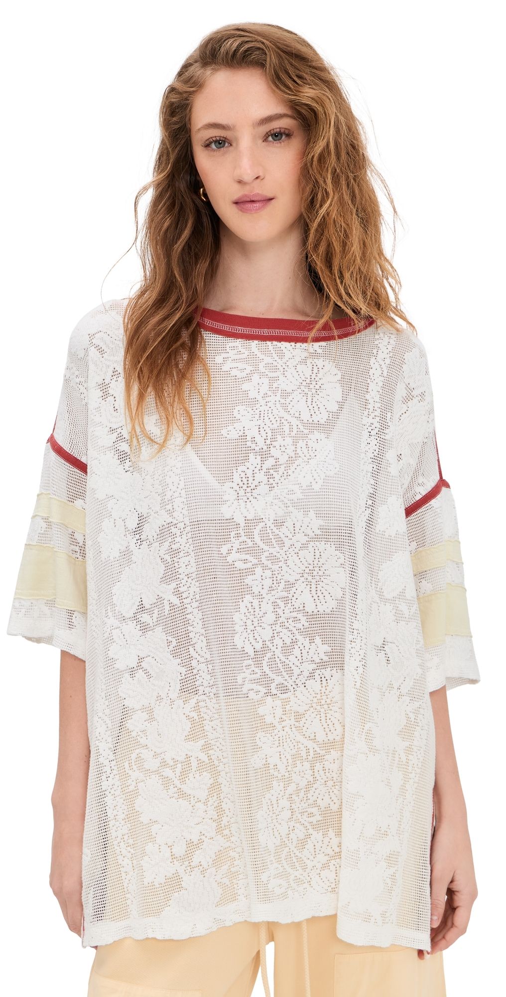 Free People Best Match Tee Clean Ivory Combo L