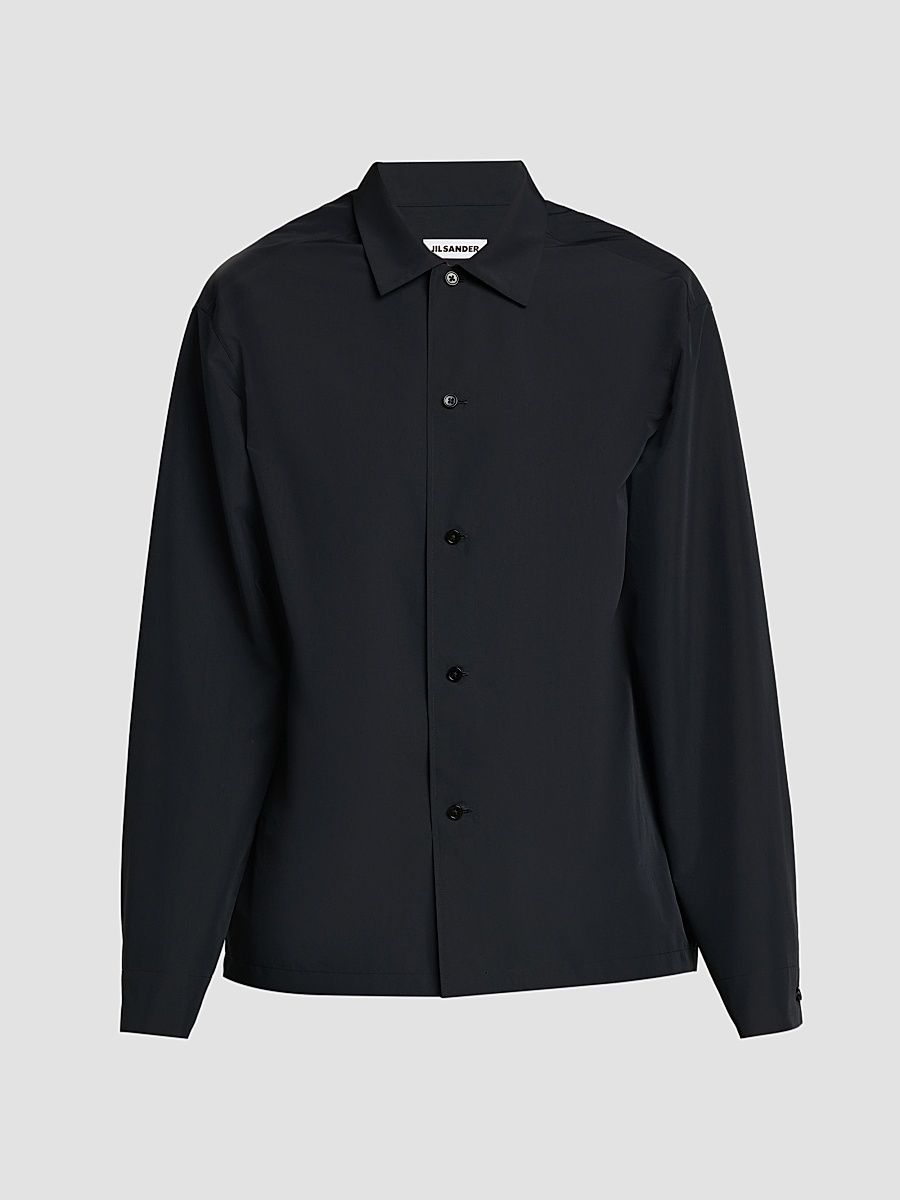 Men's Water Repellent Tech Button-Front Shirt - Black - Size 44