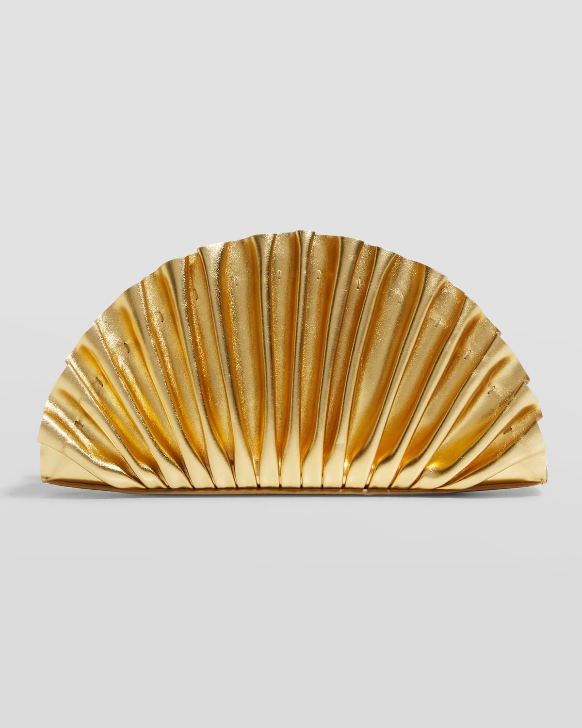 Nala Mini Pleated Metallic Leather Clutch Bag