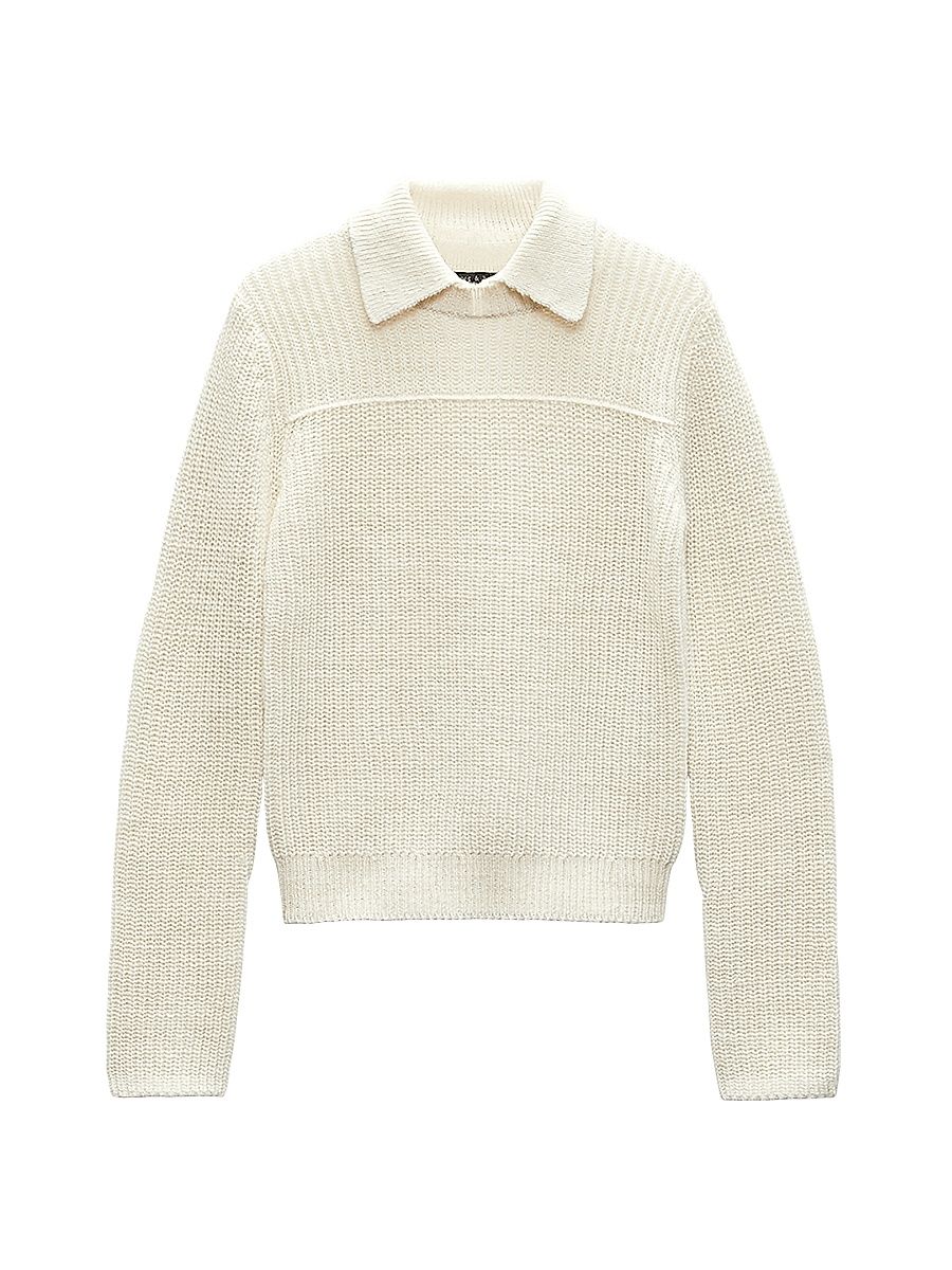 Women's Madix Ribbed Wool & Alpaca Polo - Ivory - Size XS