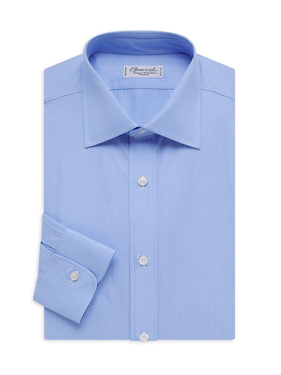 Men's Solid Poplin Dress Shirt - Blue - Size 15