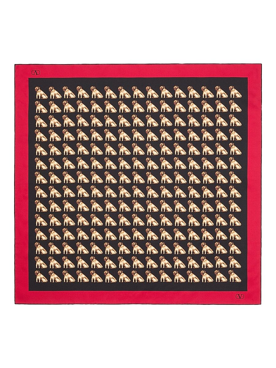 Women's Petit Charles Silk Scarf - Black Beige