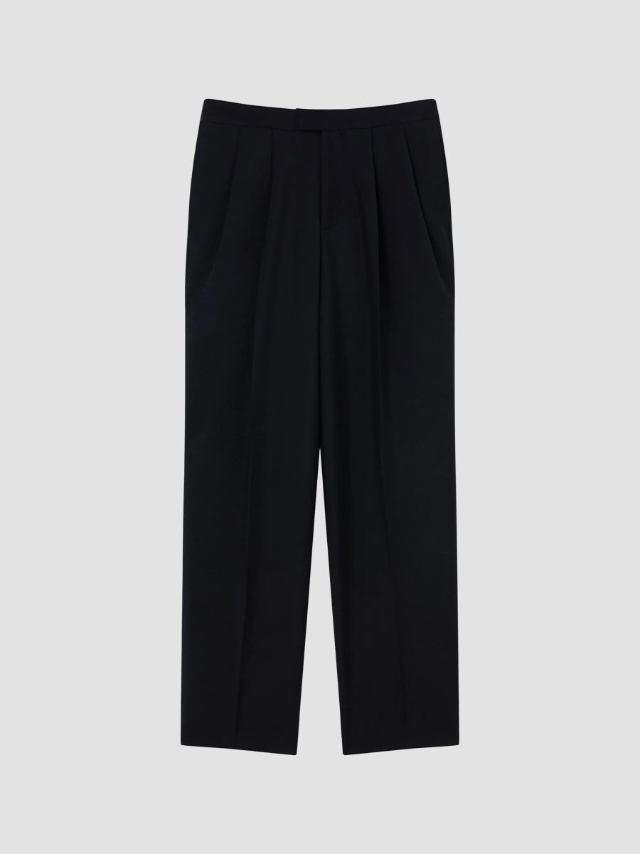 Givenchy Men's Double Pleated Pants in Wool and Mohair - Black - Size 40