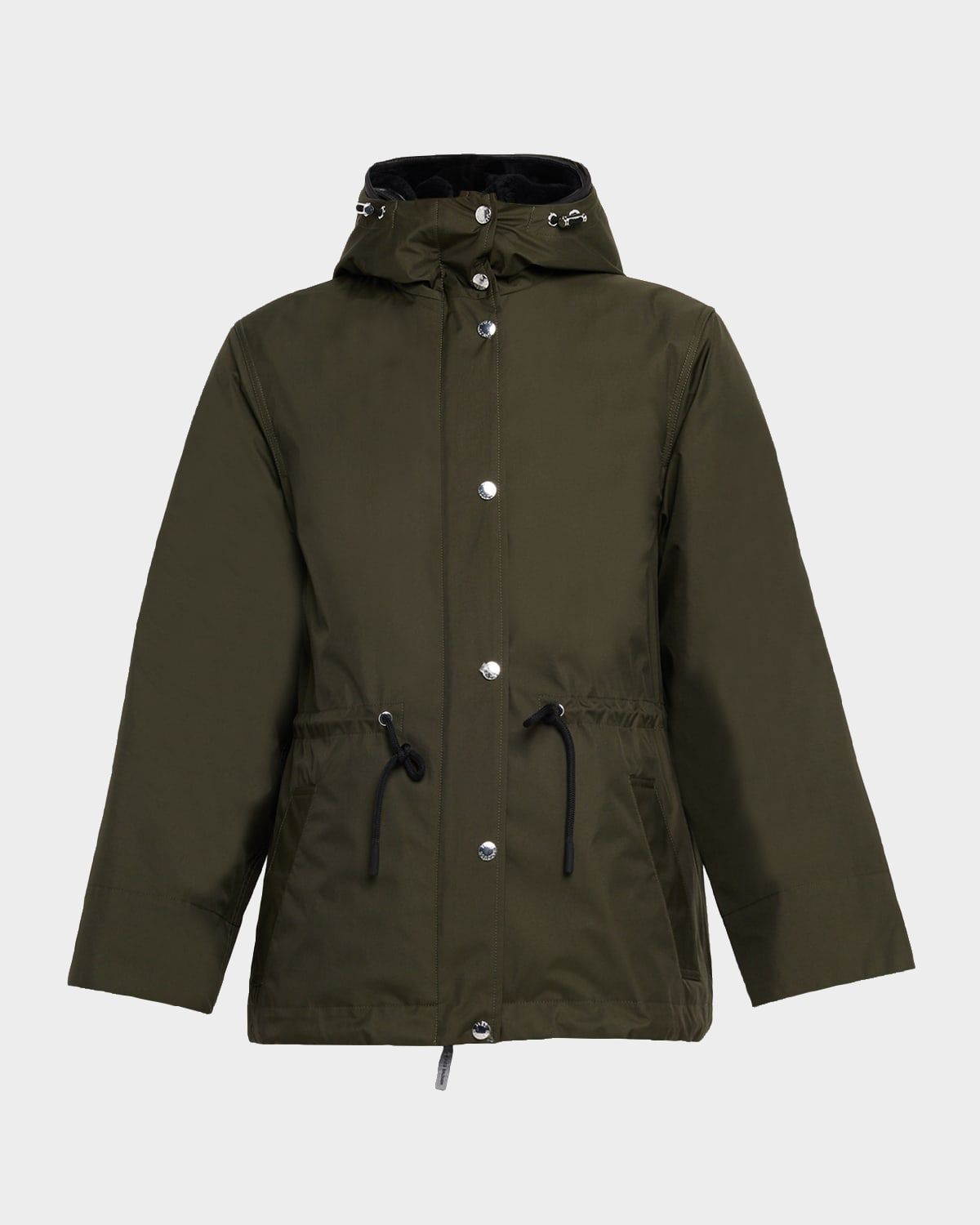 Hooded Waterproof Parka with Removable Shearling Bib