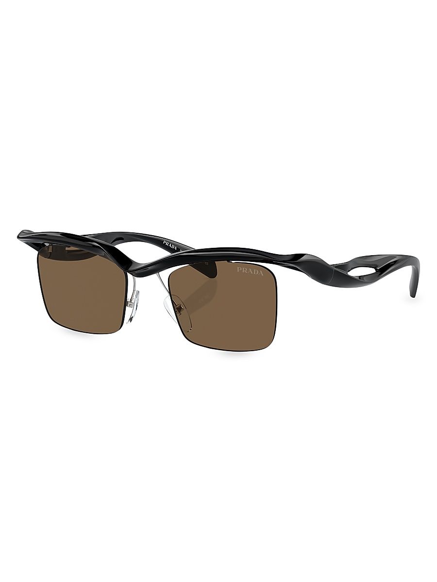 Men's 47MM Rectangular Sunglasses - Black Brown