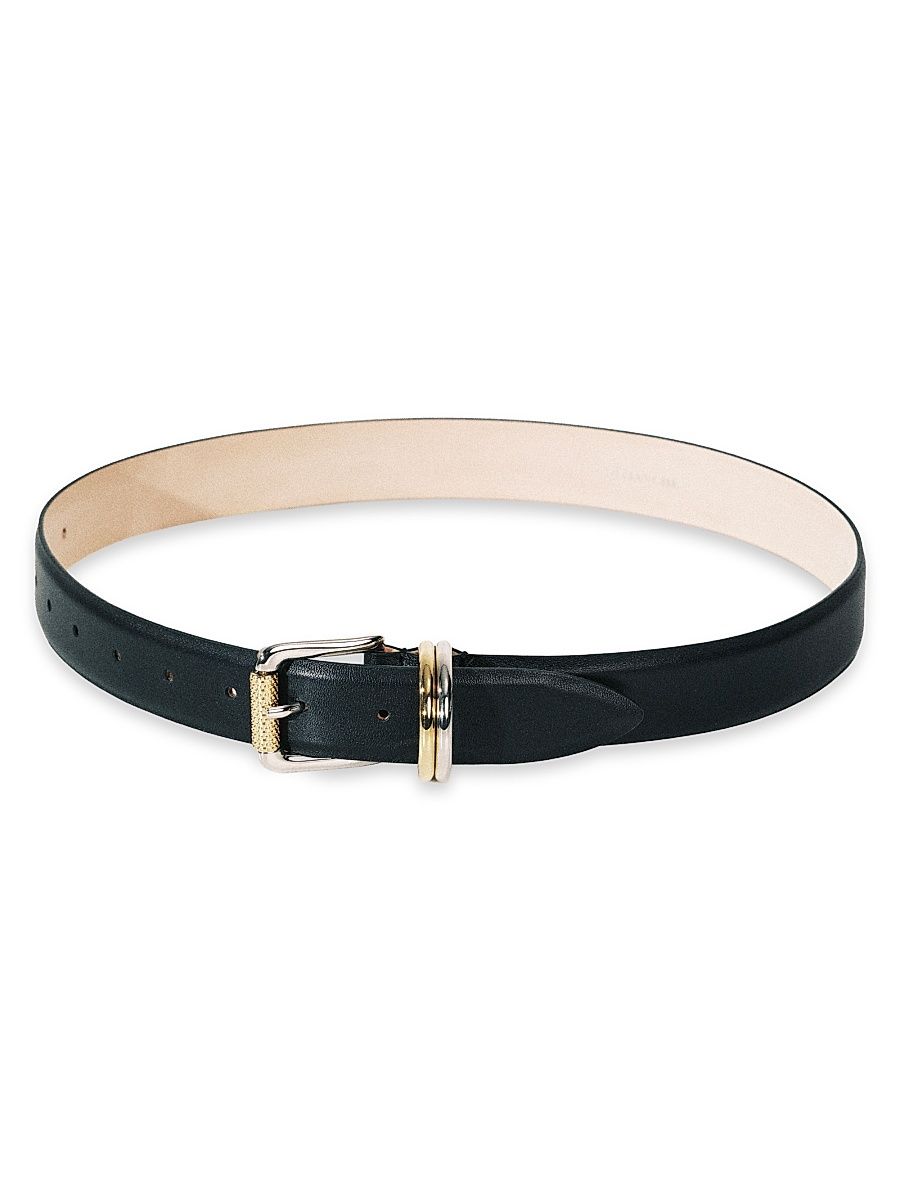 Women's Alegra Leather Belt - Black Mixed Metal - Size Large