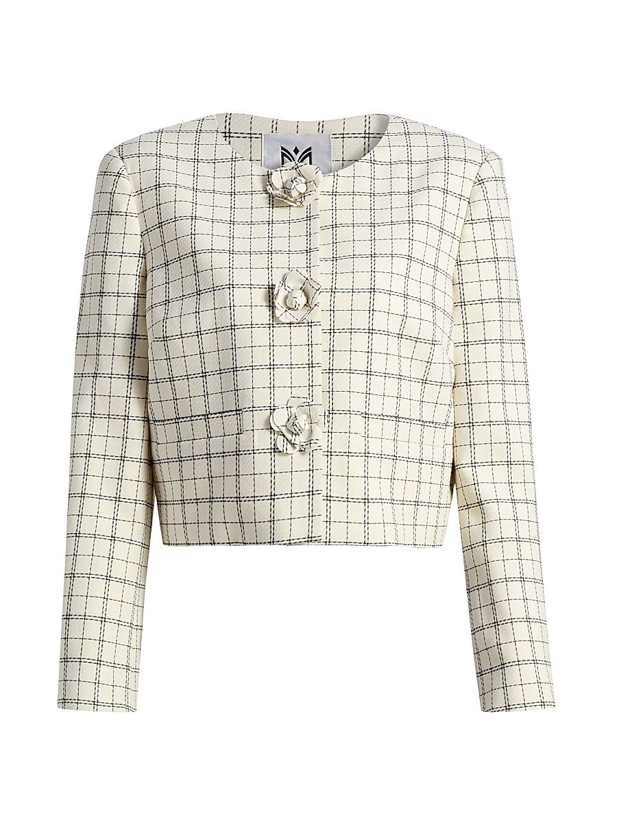 Women's Mika Plaid Jacket - White Black - Size 12