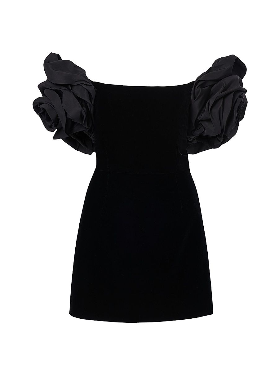 Women's Rosette-Sleeve Cocktail Dress - Black - Size 6