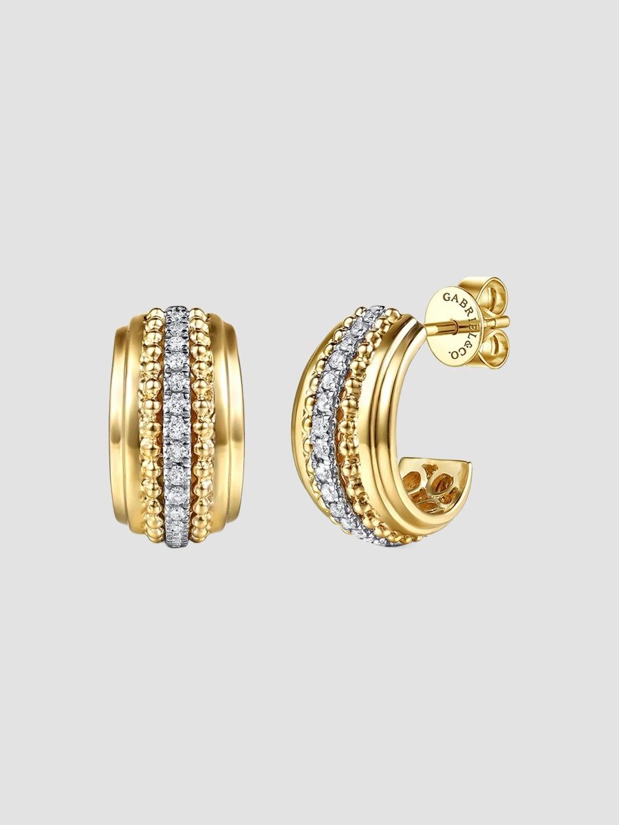 Gabriel & Co Women's Bujukan Two-Tone 14K Gold & 0.20 TCW Diamond Hoop Earrings - Gold