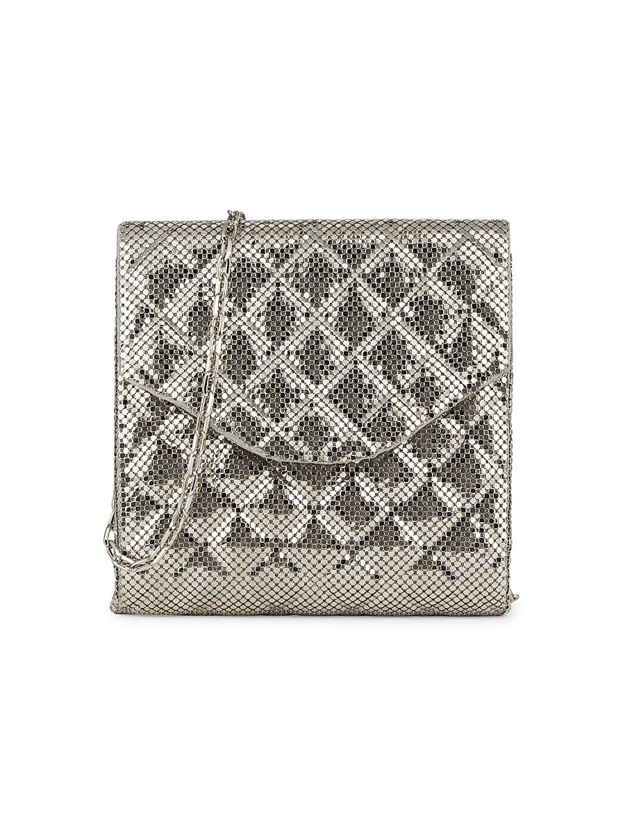 Women's Stevie Brass Mesh Clutch - Pewter