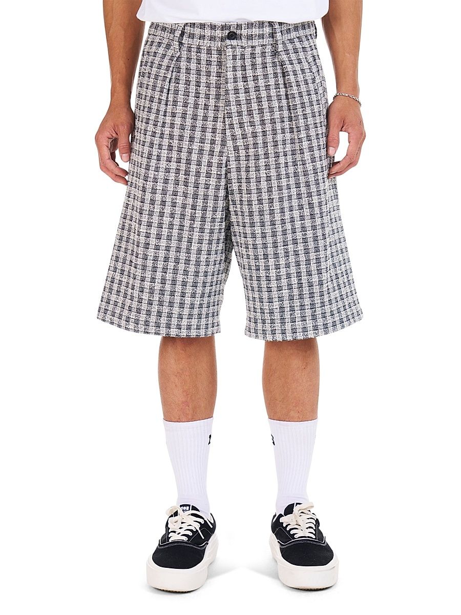 Men's Jacquard Pleated Shorts - Blackwhite Jacquard - Size 30