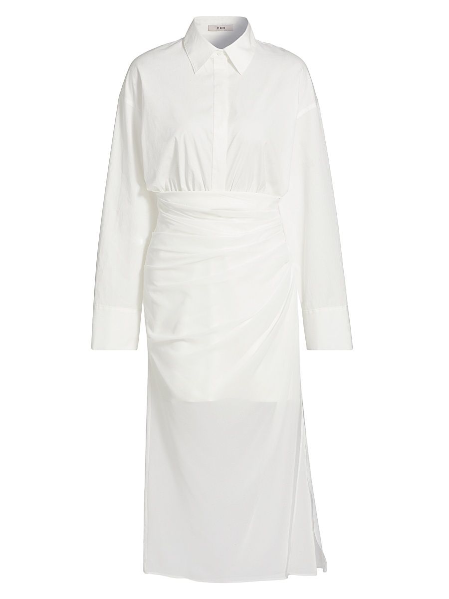 Women's Hadley Wrap Poplin & Chiffon Shirtdress - Ivory - Size 8