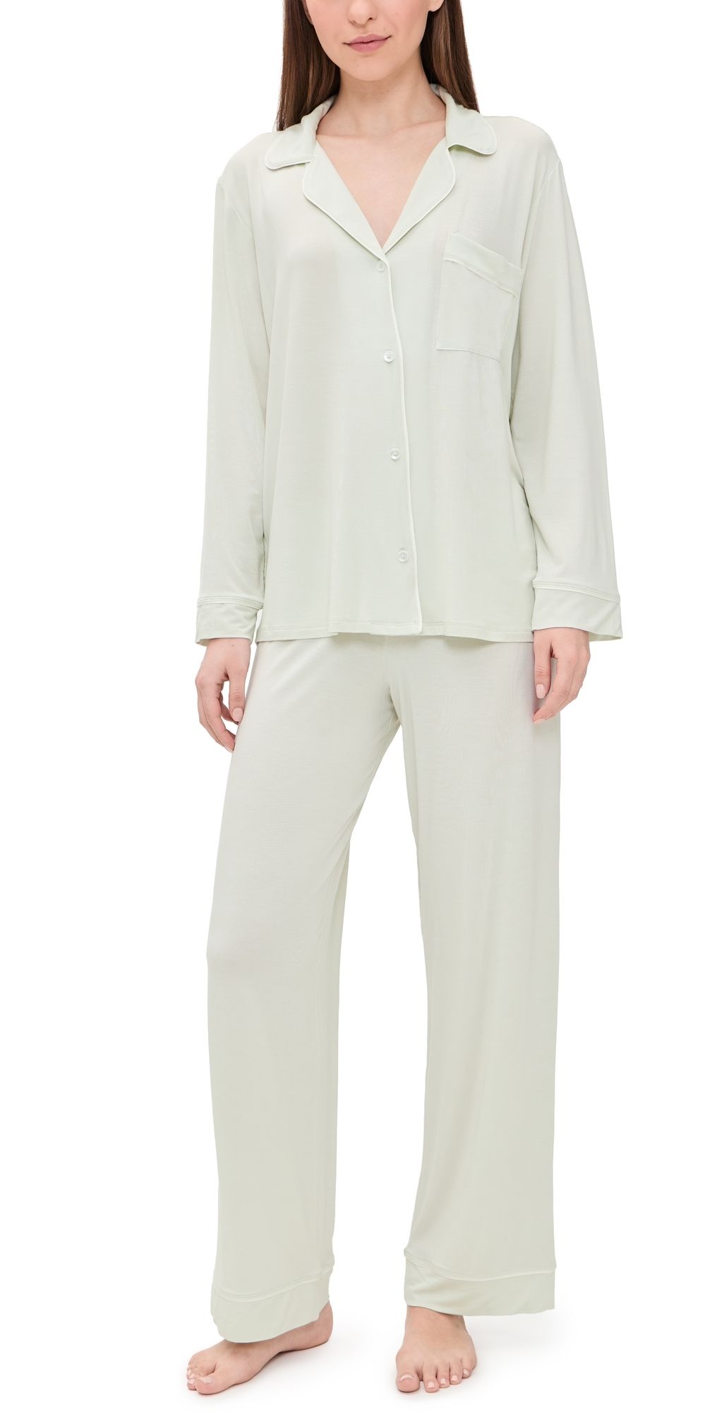 Eberjey Gisele Long Pajama Set Sea Foam/Ivory XS