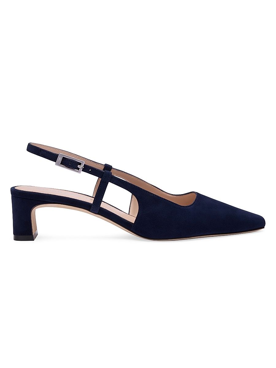 Women's Baby Babette 40MM Suede Slingback Pumps - Nice Blue - Size 9.5