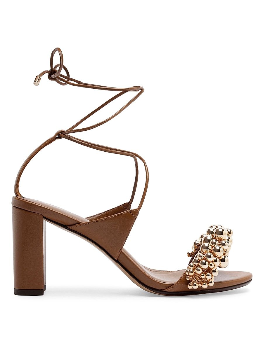 Women's Gia 75MM Bubble-Embellished Leather Sandals - Espresso - Size 11