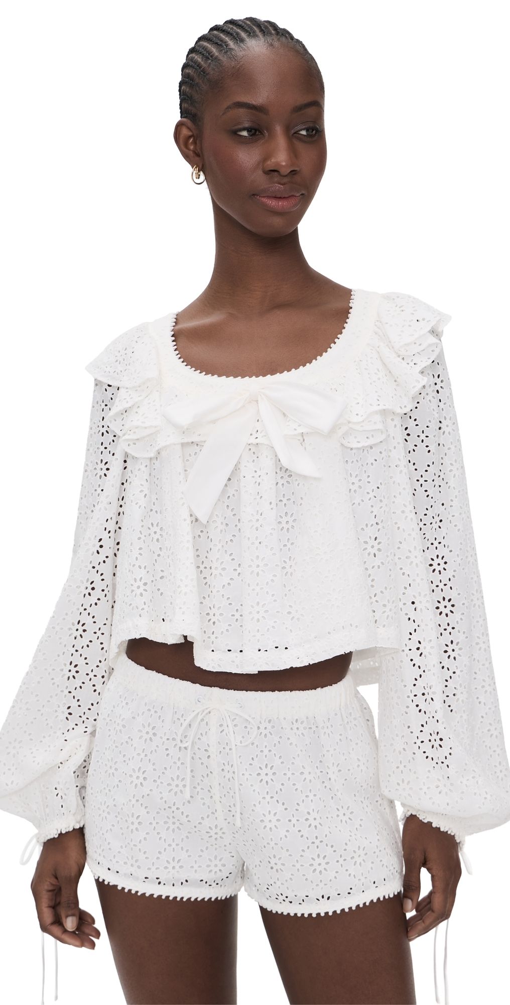 For Love & Lemons Willa Eyelet Top White XL