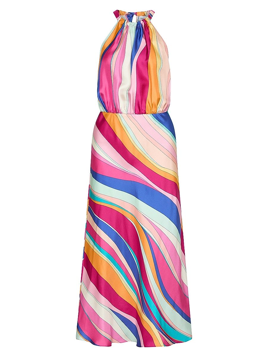 Women's Long Silk Twill Dress - Fuchsia - Size 0