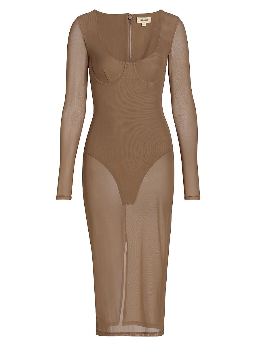 Women's Sorella Long-Sleeve Body-Con Dress - Portabella - Size XXL