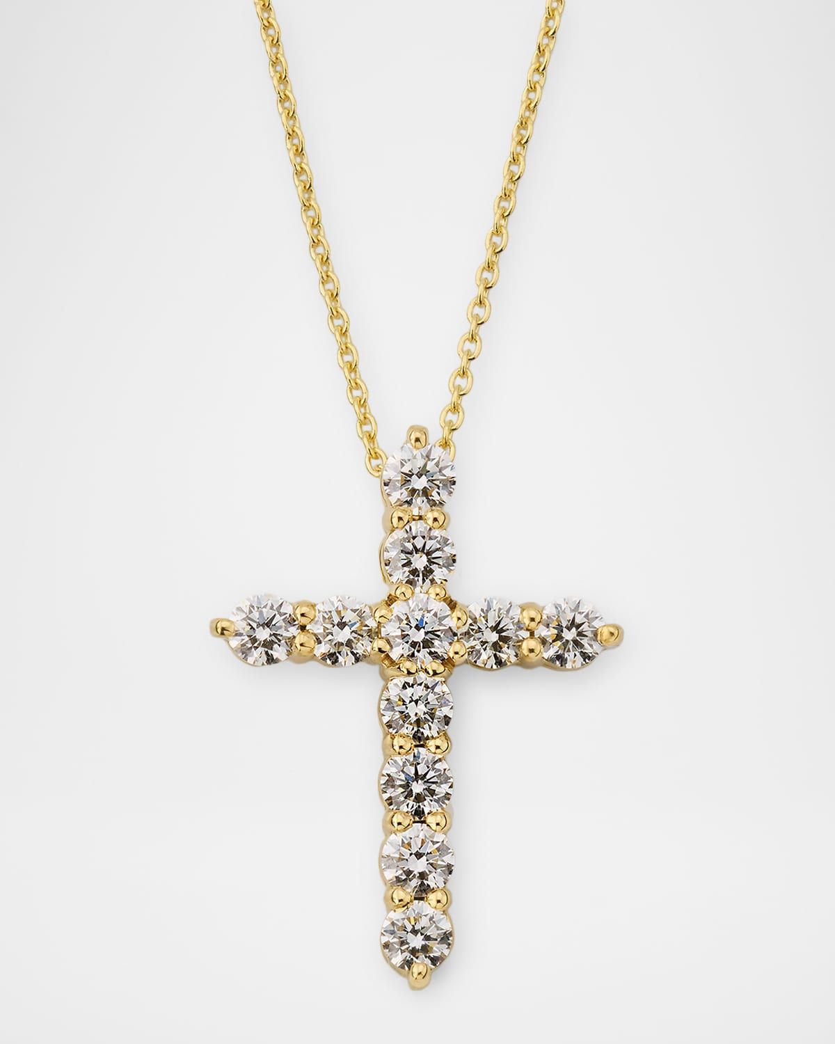 18K White Gold Diamond Cross Pendant Necklace, 0.88tcw