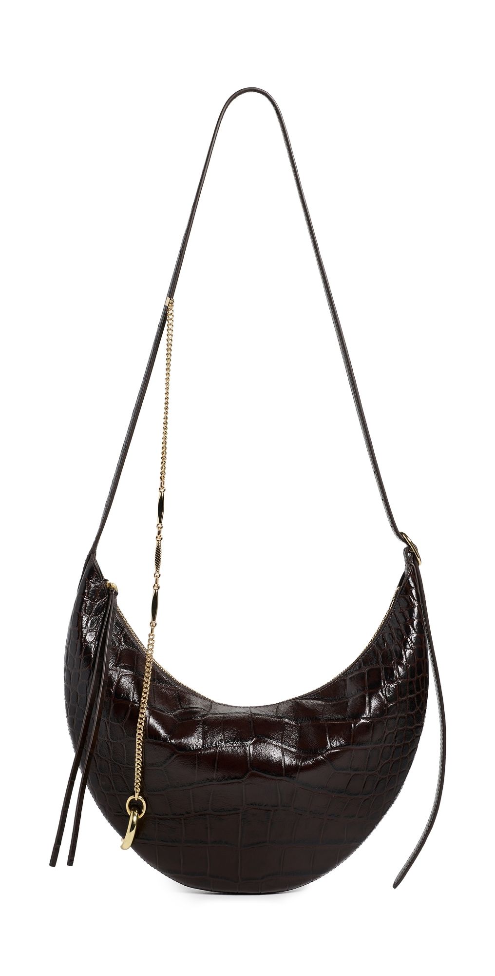 Tory Burch Pierced Croc-Embossed Crossbody Bag Cocoa One Size