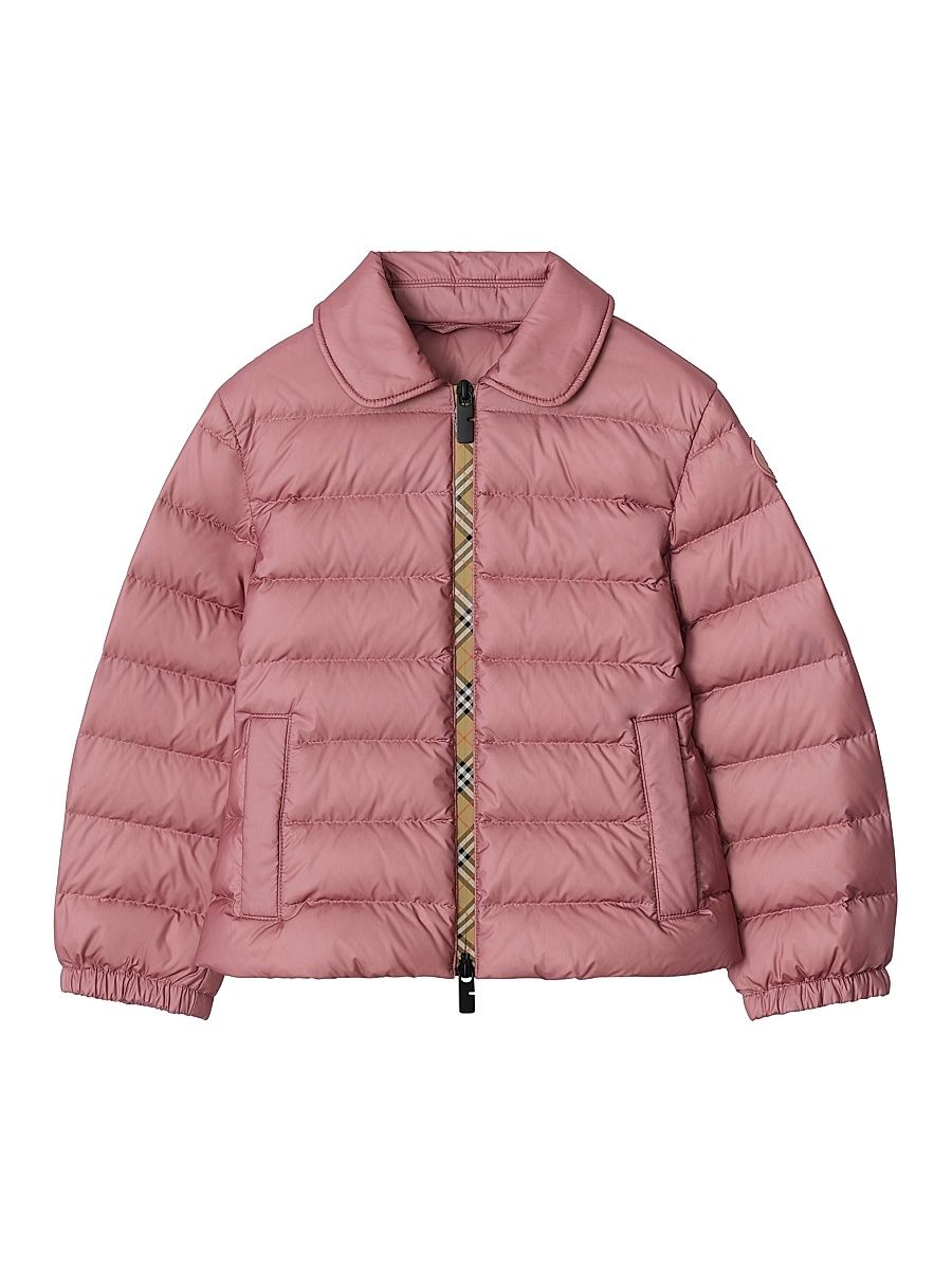 Little Girl's & Girl's Vanessa Check Zip Down Puffer Jacket - Sweetpea Pink - Size 8