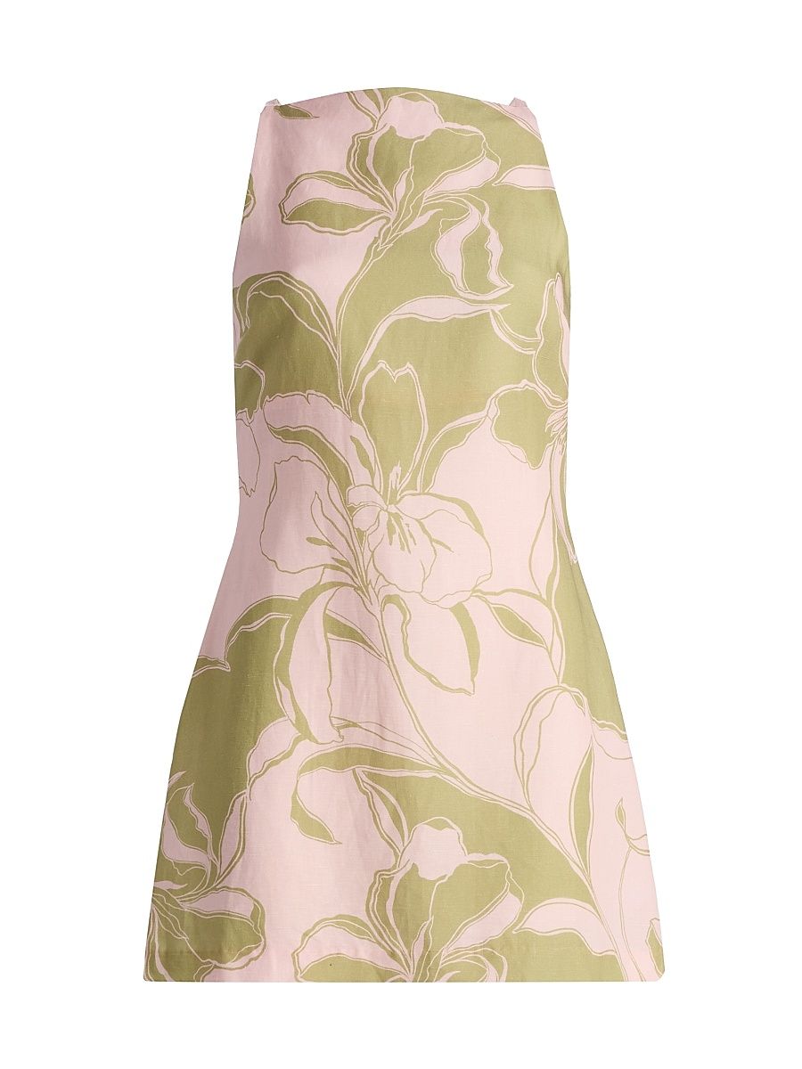 Women's Ellu Floral A-Line Minidress - Olive Flora - Size XL