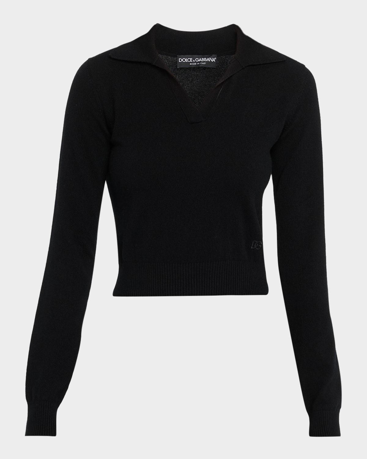 Cashmere Crop Henley Sweater