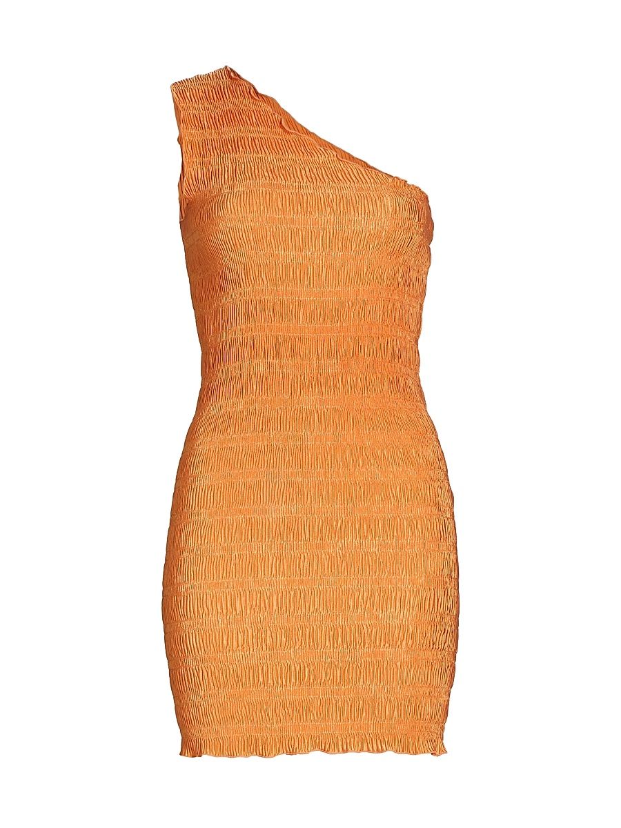 Women's Nuits D'Été Gigi One-Shoulder Smocked Minidress - Sunset - Size 8