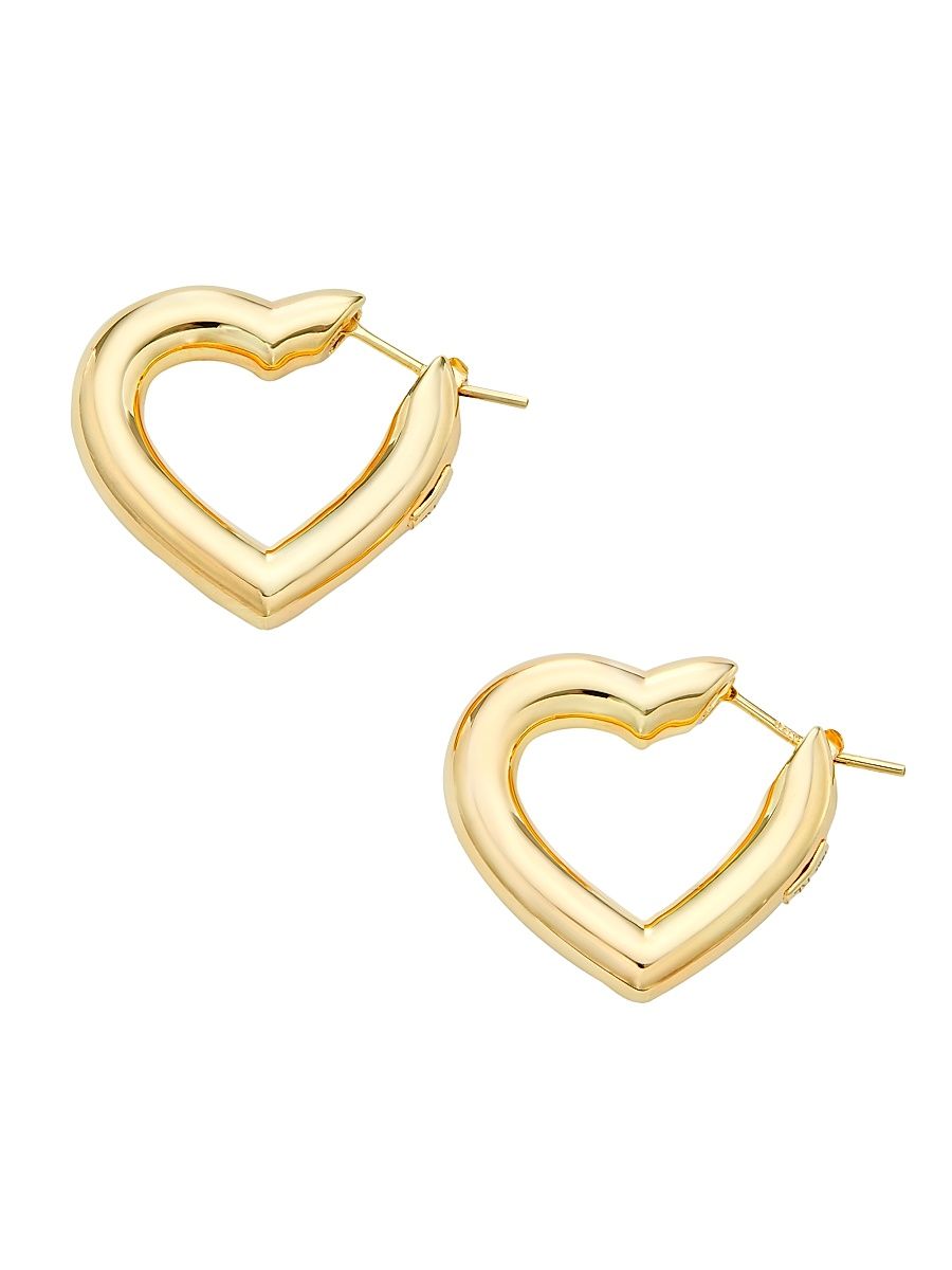 Women's 14K Yellow Gold Heart Hoop Earrings - Gold