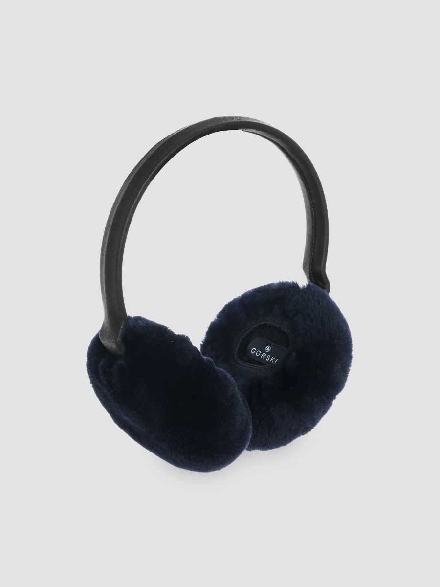 Gorski Women's Select Shearling Lamb Earmuffs - Navy