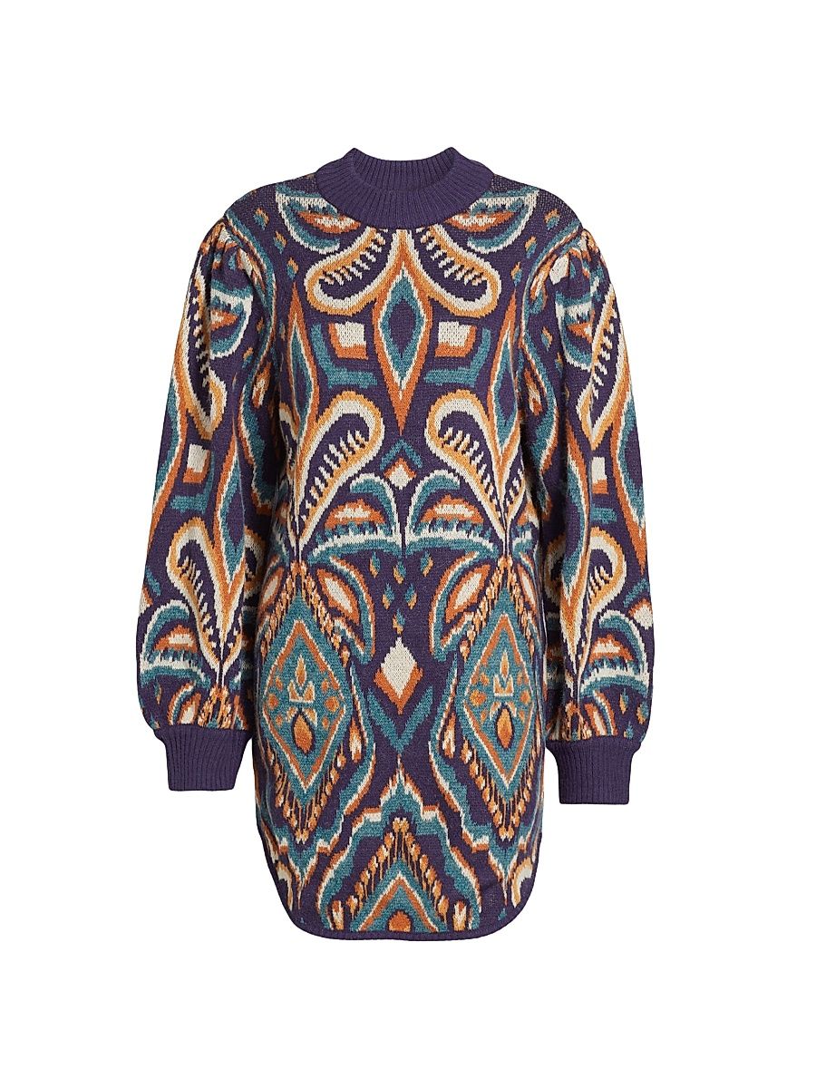 Women's Pineapple Ikat Knit Dress - Pineapple Ikat Blue - Size Medium