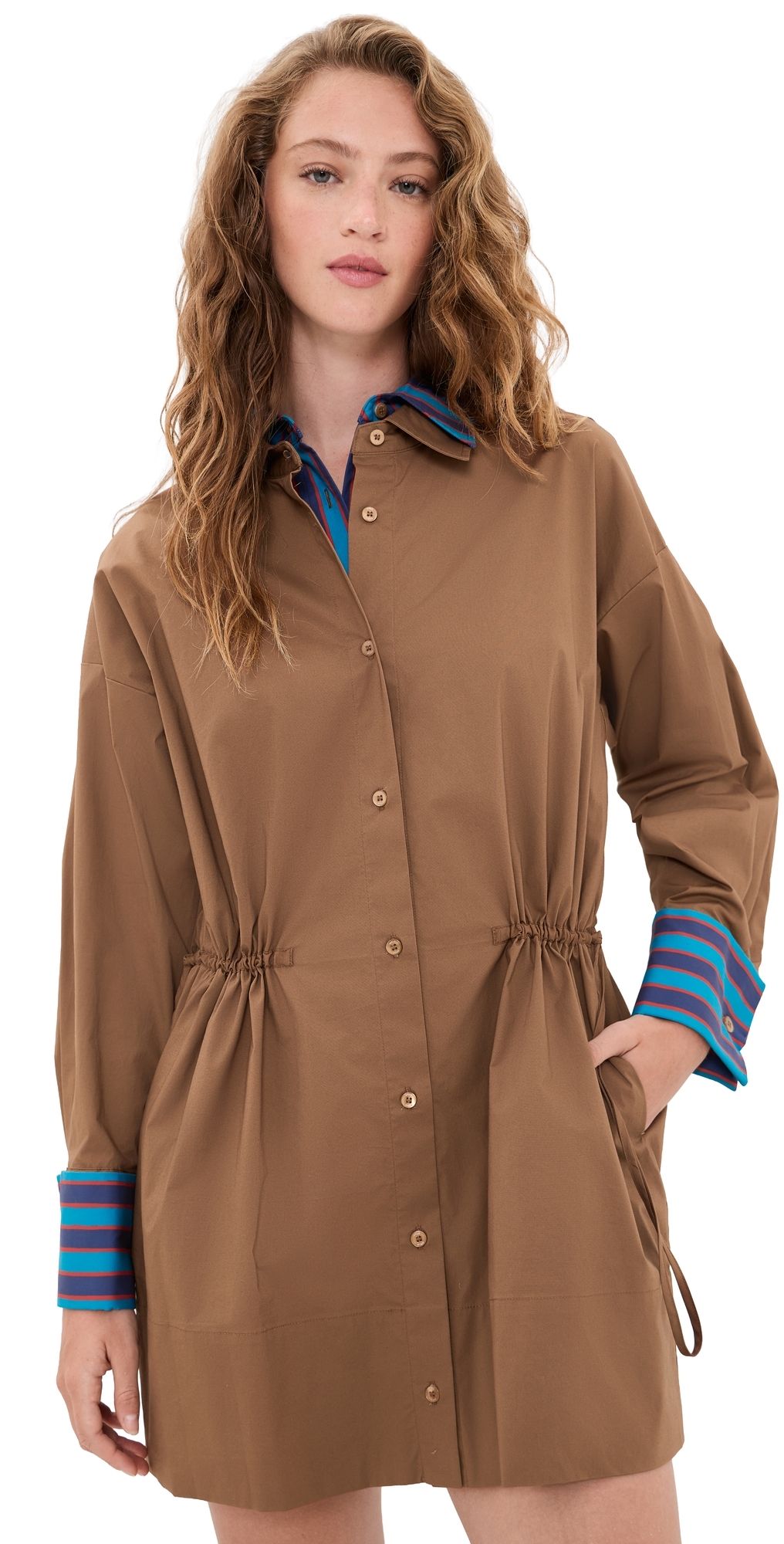 STAUD Uptown Mini Dress Cigar/Potter Stripe S