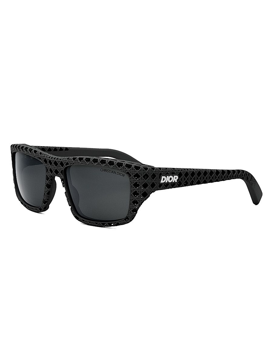 Men's Dior3D S1I 57MM Square Sunglasses - Black Smoke Polarized