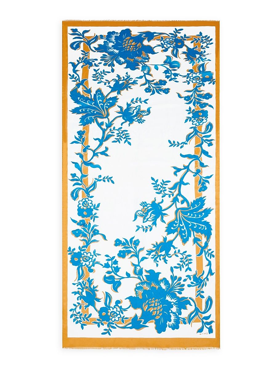 Women's Boheme Floral-Print Cotton-Silk Scarf - Bianco