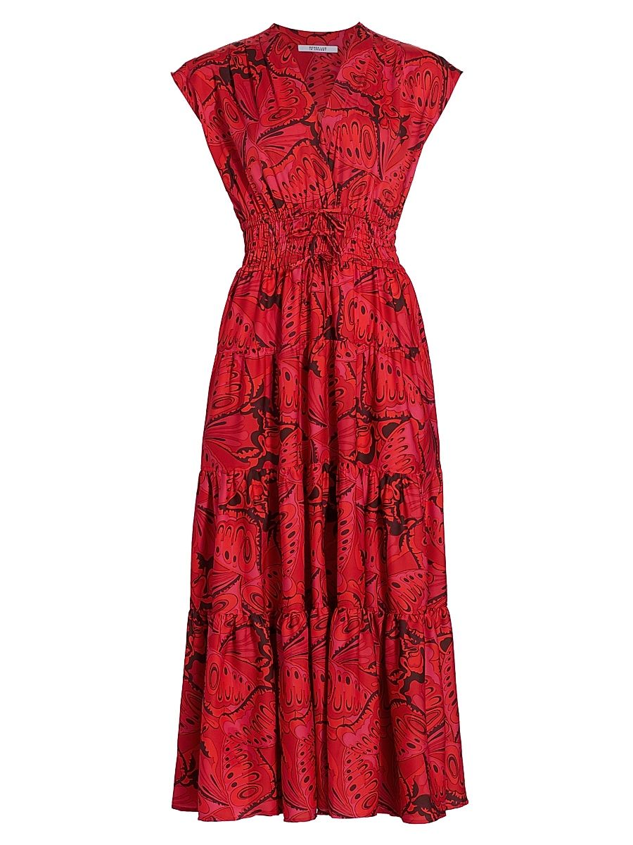 Women's Fatima A-Line Midi-Dress - Red Multi - Size 10