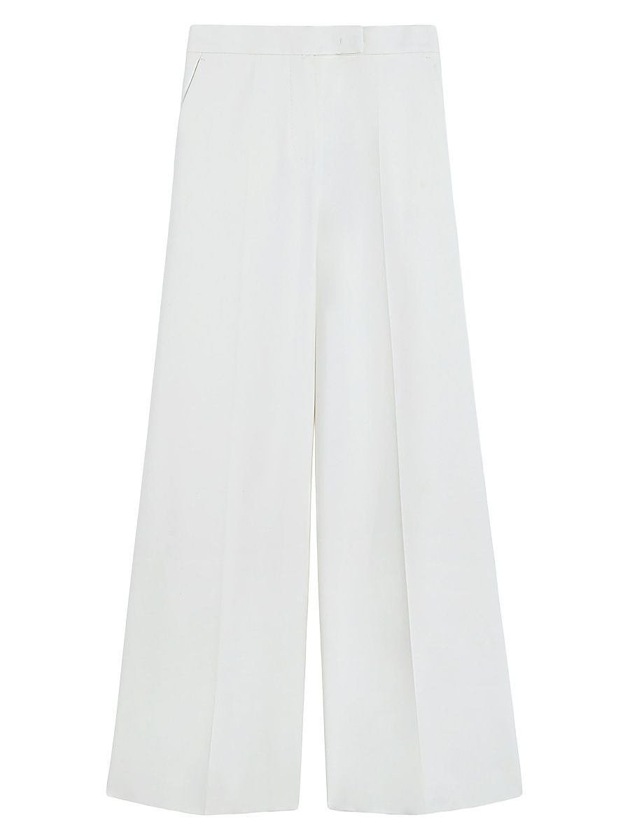 Women's Wide Fit Cotton Trousers - White - Size 14