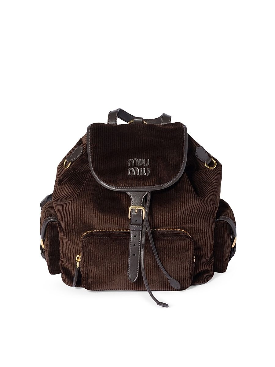 Women's Corduroy Backpack - Brown