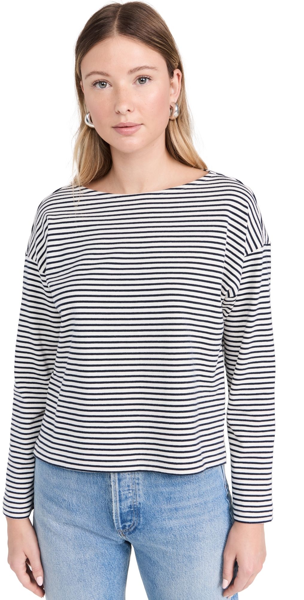 RAILS Macy Long Sleeve Tee Ivory Navy Micro Stripe XL