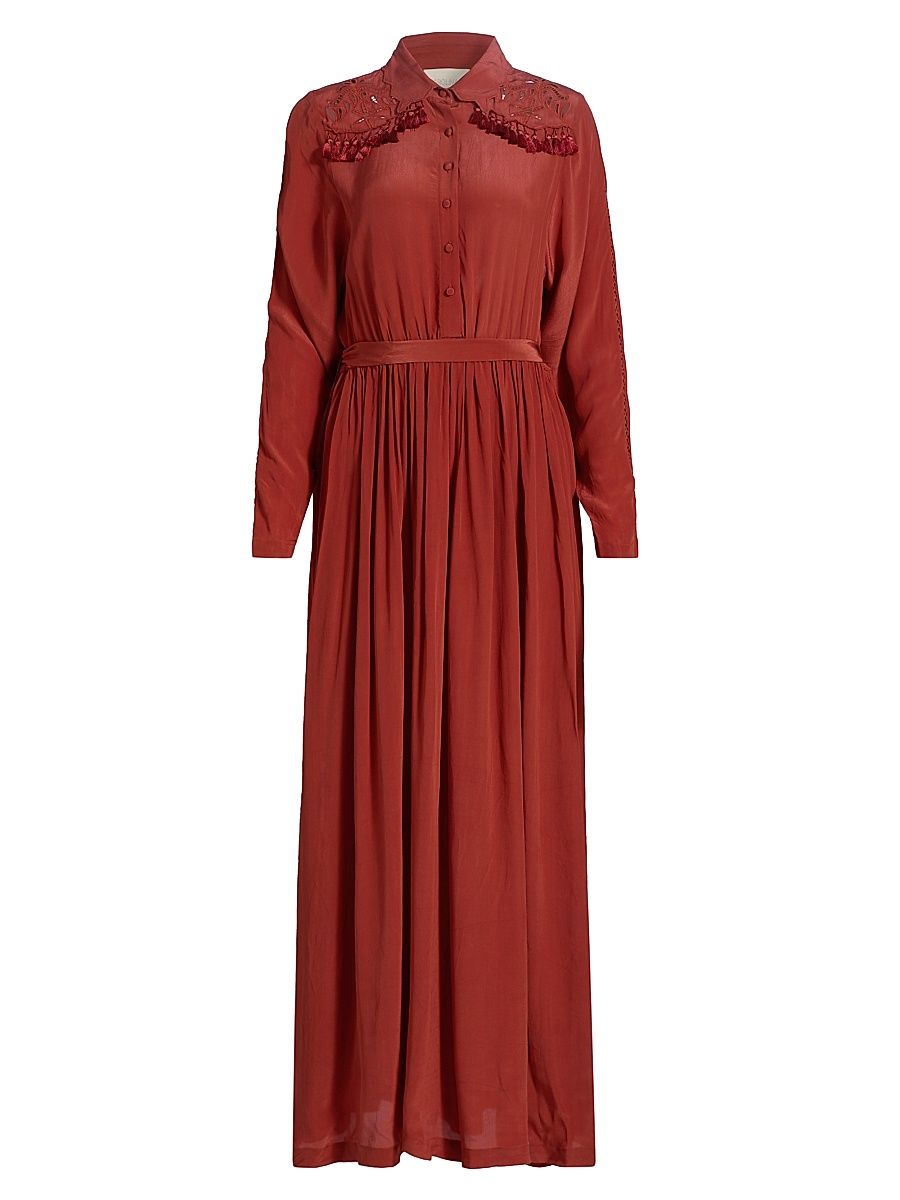 Women's Cumbre Embroidred Maxi Dress - Blood Orange - Size XL