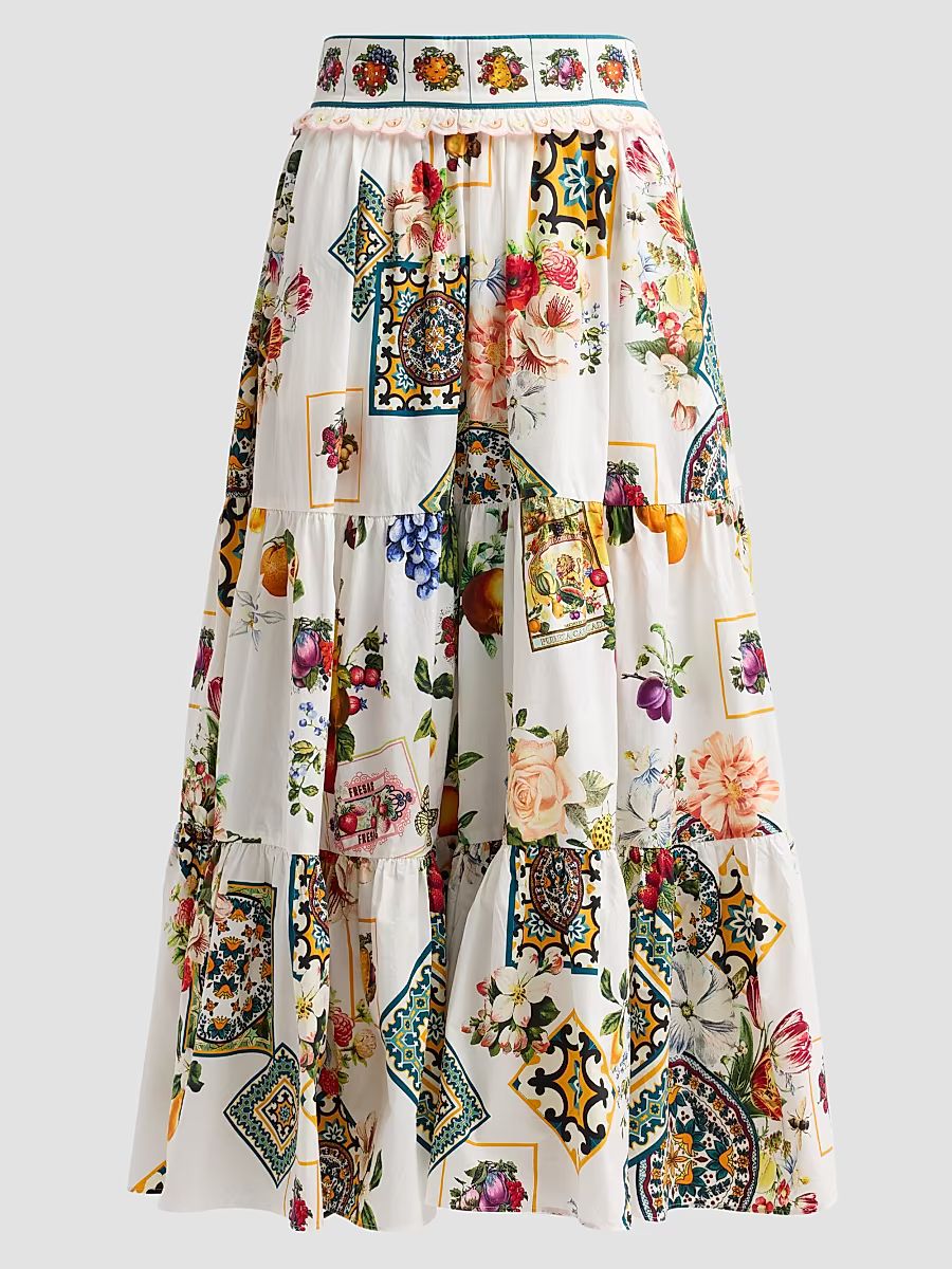 Women's Magic Of The Mercado Cotton Midi Skirt - Magic Of The Mercado - Size XL