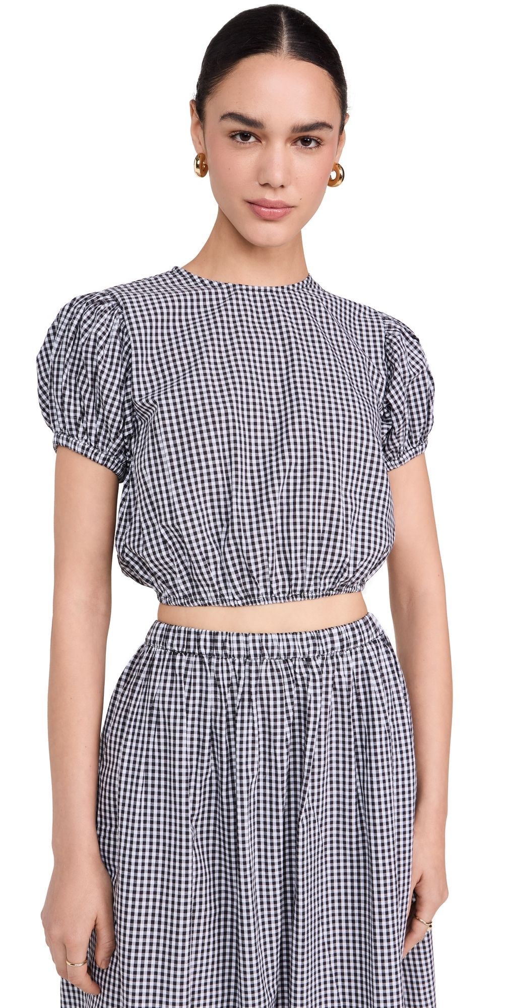 Playa Lucila Short Sleeve Top Black Gingham XS