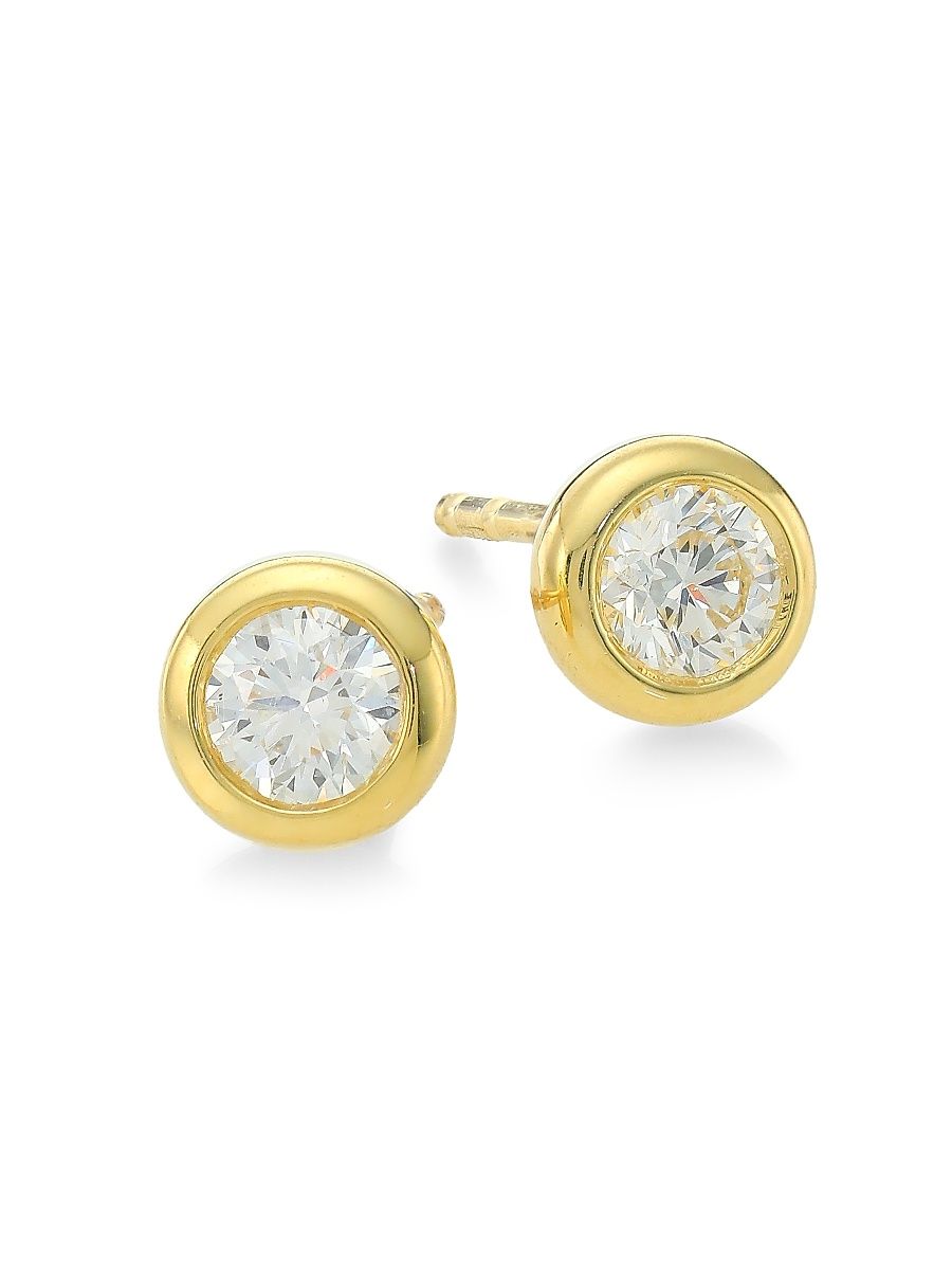 Women's Tiny Treasures 18K Yellow Gold & 0.50 TCW Diamond Bezel Stud Earrings - Yellow Gold