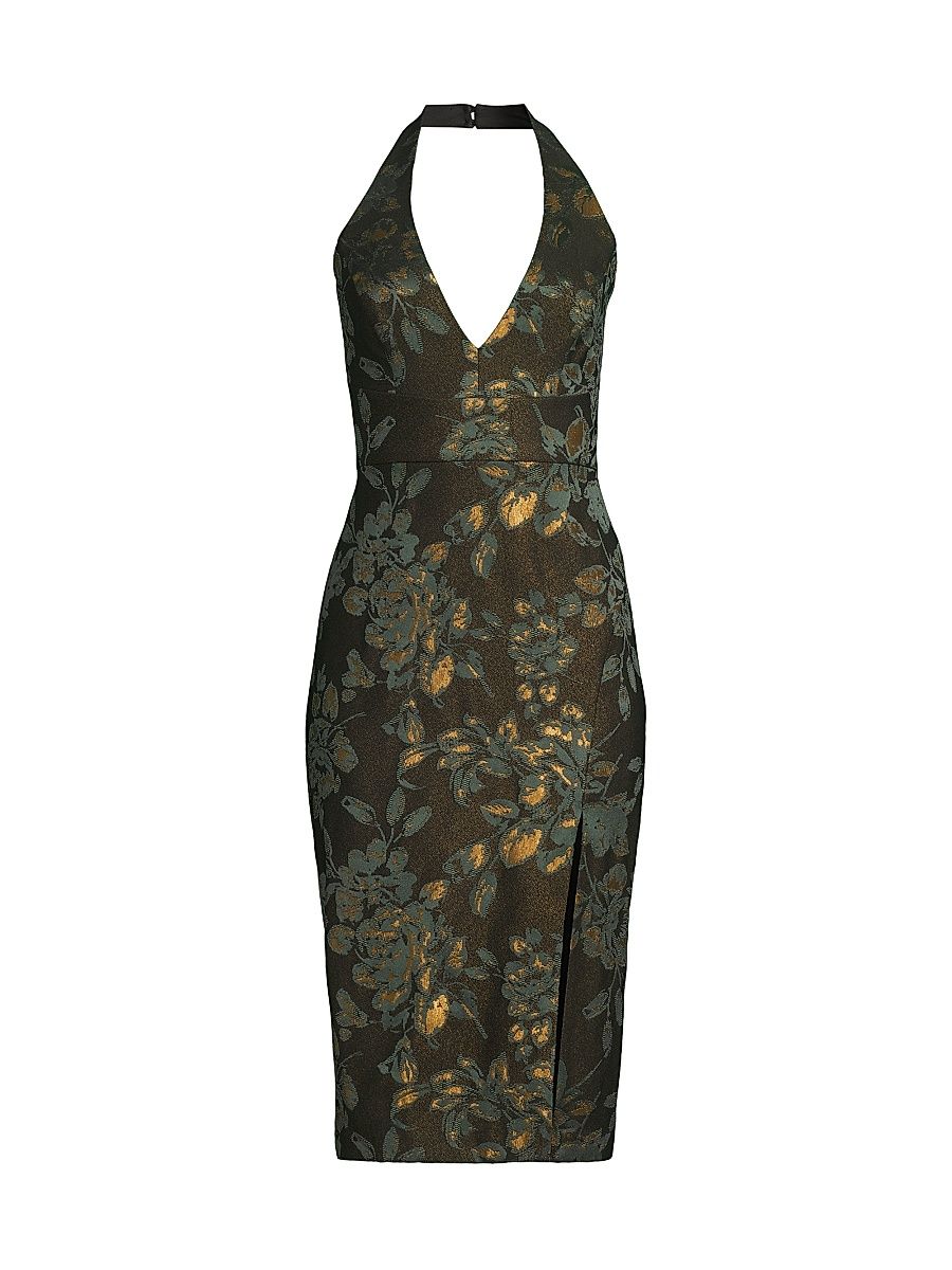 Women's Metallic Jacquard Halter Midi-Dress - Cool Mint - Size 8