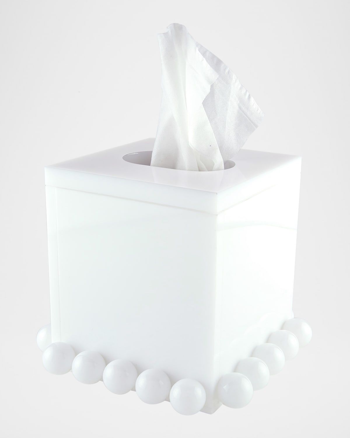White Lucite Tissue Box Bubble Design