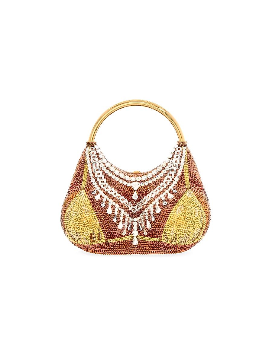 Women's Gold Bikini Crystal-Embellished Top Handle Bag - Aurum Mutli