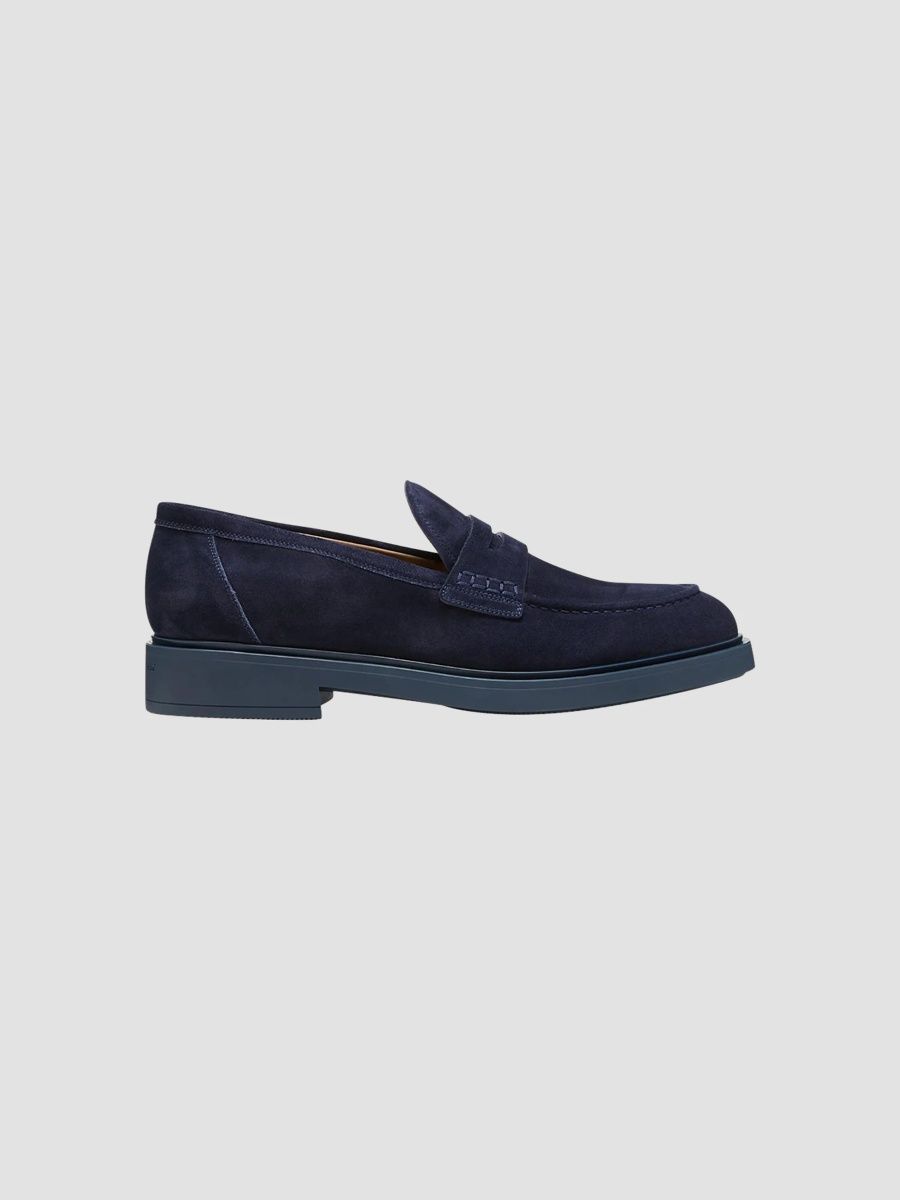 Gianvito Rossi Men's Harris Suede Penny Loafers - Denim - Size 12