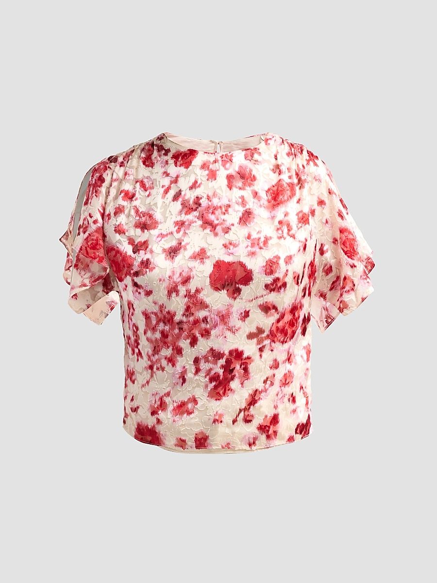 Isabel Marant Women's Hervane Floral Blouse - Ecru Pink - Size 10
