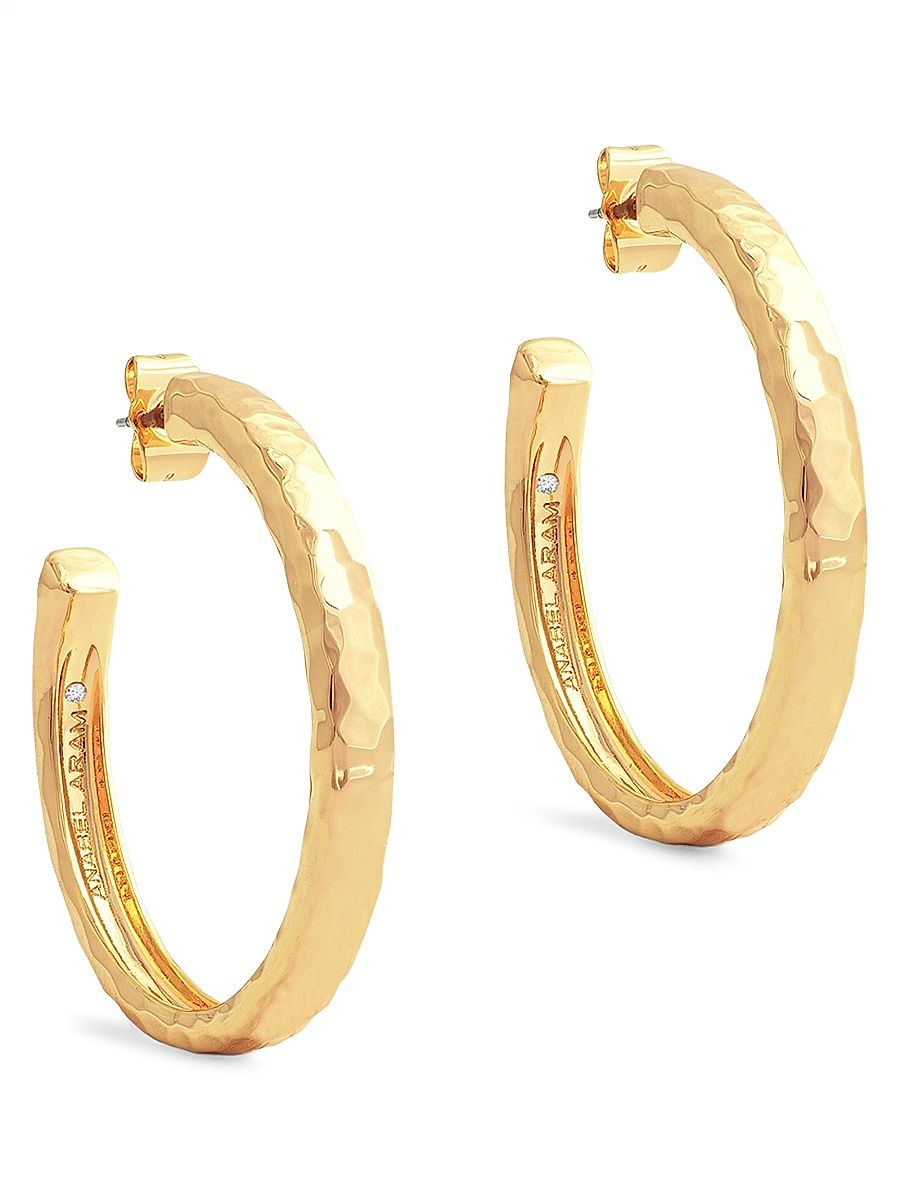 Women's Farrier Medium 18K-Gold-Plated & Cubic Zirconia Hoop Earrings - Gold